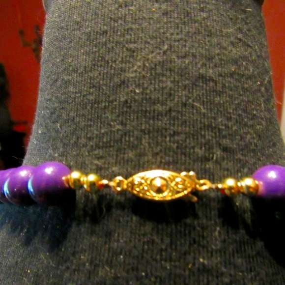 🪻💜🪻 Lovely Vintage Purple & White Faux Pearl Beaded Necklace - Picture 4 of 15